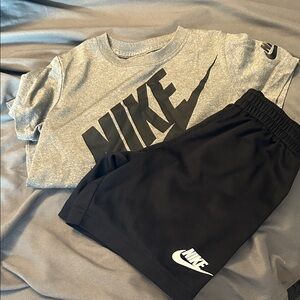 Nike Kids Gray Tee and Black Shorts
